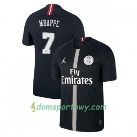 Koszulka Paris Saint-Germain Mbappe 7 Jodan Czarny Trzeci Koszulki Piłkarskie 2018-2019 Krótki Rękaw
